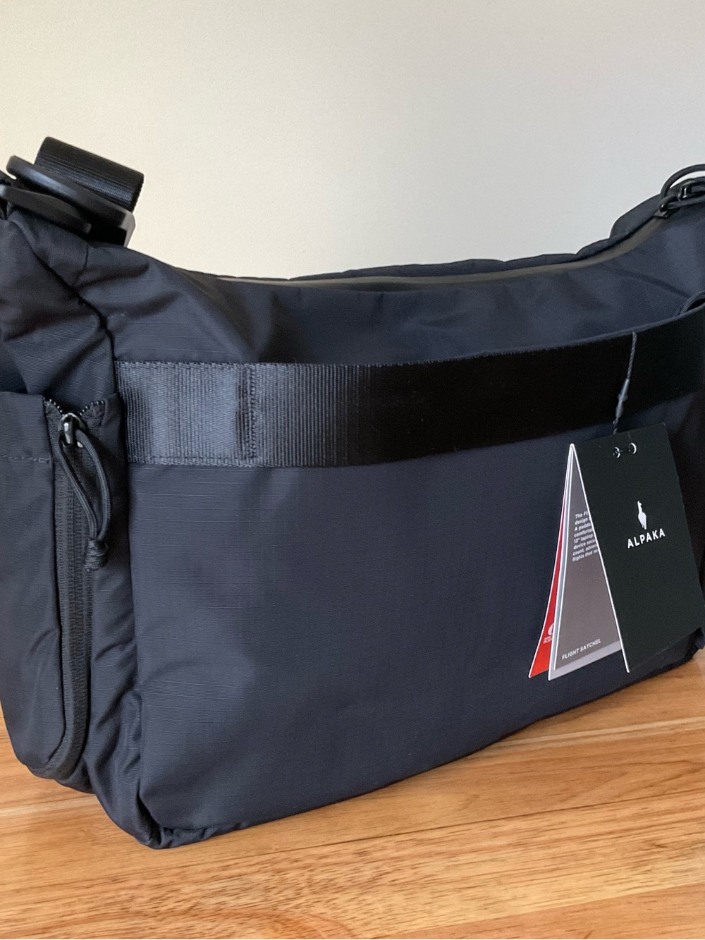 Alpaka Unisex Black Ripstop Flight Satchel/Mess Bag. Minimalist Everyday Carry